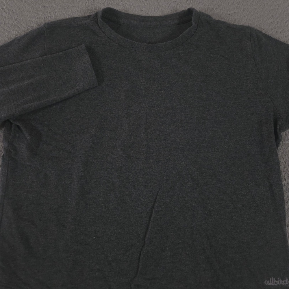 Allbirds Top Women M Charcoal Soft Merino Long Sleeve Tee Wool Blend Sustainable